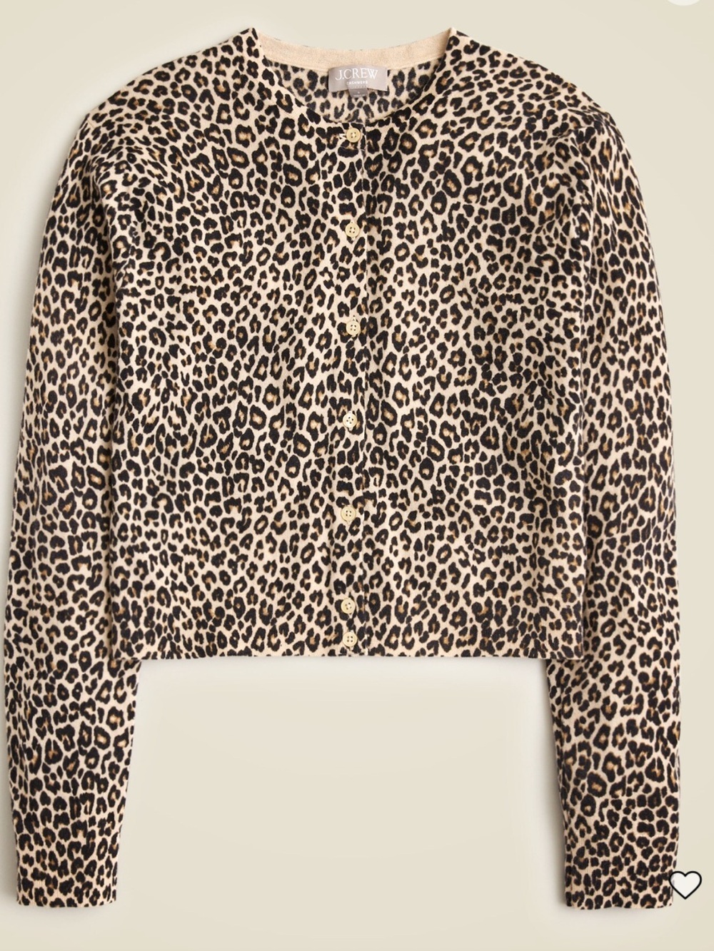 J. Crew Feather Weight Cashmere Leopord Print Cropped Cardigan